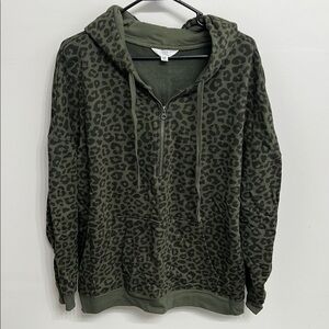 Time and Tru Green Leopard Print Hoodie